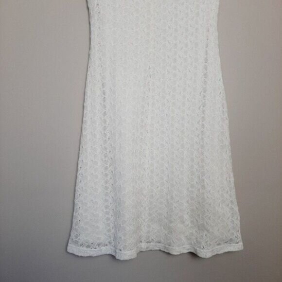 DONNA White Lace Stretchy Knee Length Midi Dress Sz M - Picture 8 of 10